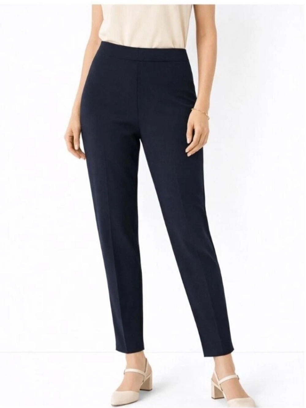 Sympli Women's Navy Lux Ponte Ankle Pants Size 16 Navy Blue Pull On Stretch